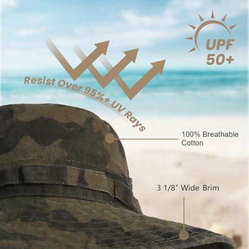 Image of Bucket Hat Wide Brim UV Protection Sun Hat Boonie Hats Fishing Hiking Safari Outdoor Hats for Men and Women
