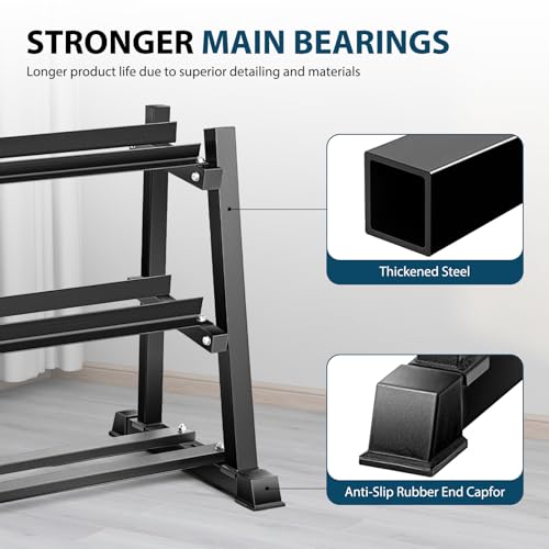 Image of Dumbbell Rack, Bongkim Dumbbell Set with Rack Stand, Dumbbells Weights Rack for Home Gym, Weight Rack for Dumbbells, Kettlebells, and Weight Plates 1100LBS