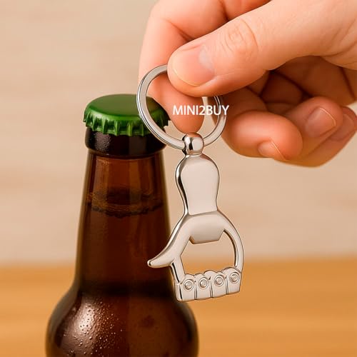 Image of Stainless Steel Bottle Opener Keychain Key Ring Multifunctional Ideal for a Special Occasion Metal Key Chain Metal Key Ring Gift for Beer Lovers (Non-Customized)