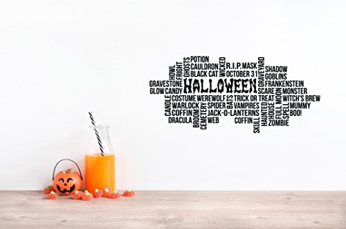 48"X24" Halloween Definition Graveyard Boo Spell Mummy Zombie Skull Scare Cauldron Cemetery Coffin Candle Witch's Brew Vampires Wicked Cat Mask Wall Decal Sticker Art Mural Home Decor #TOP27