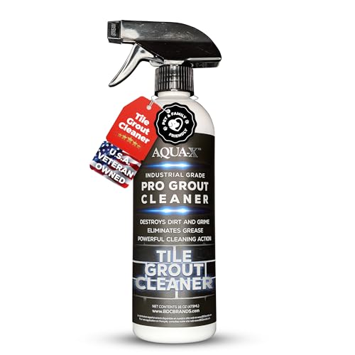 AQUA-X Grout Cleaner 16oz - Heavy Duty Tile & Grout Stain Remover for Floors, Showers & Bathrooms - Deep Cleaning Formula for Bright, White, & Sealed Grout - Non-Toxic, Easy Scrub