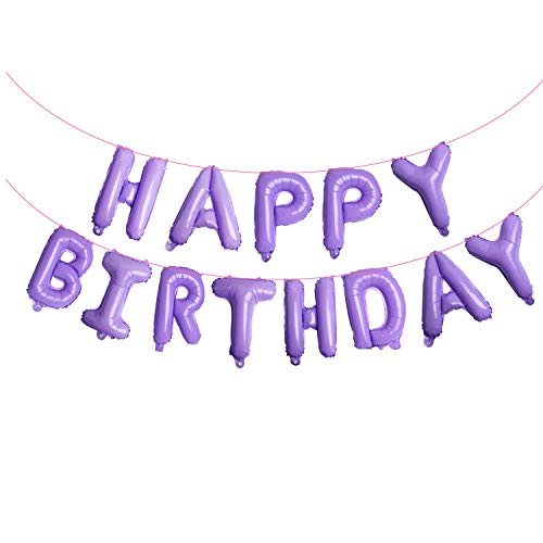 Purple Happy Birthday Aluminum Foil Letters Balloons 16 Inch Aluminum Foil Banner Balloons for Birthday Party Decorations and Supplies