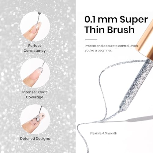 Image of Beetles Metallic Gold Gel Liner 7ml French Tip Gel Polish 3D Mirror Chrome