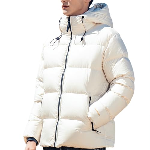 ZVX Duck Down Jackets For Men,Mens Puffer Jacket For Cold Protection And Warmth,Hooded Mens Winter Coat,90 White Duck Down