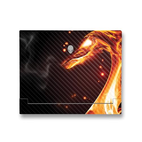 Image of MightySkins Carbon Fiber Skin Compatible With Alienware X14 R2 (2023) Full Wrap Kit - Flaming Dragon | Protective Durable Textured Carbon Fiber Finish | Easy To Apply & Change Styles | Made in the USA