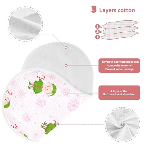 Burbuja Elves Muslin Baby Burp Cloths, Soft & Absorbent Cotton Burping Rags for Newborn Boys & Girls, 4 Pack3