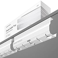 Kabelkanal Schreibtisch Weiß 2er Set - Edelstahl Kabelmanagement Schreibtisch Kabelkanal mit 5 Kabelausschnitten - Einfach zu Installierender Kabel-Organizer - Kabelhalter von Desktronic