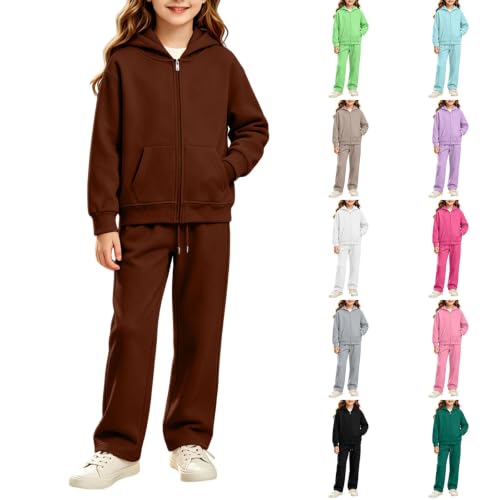 Conjunto deportivo para niños de color sólido y ropa ligera de dos piezas con cremallera