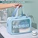 DAPOWER Travel Toiletry Bag for Women and Men, Matte Translucent Toiletry Bag with Handy Handle, Makeup Cosmetic Organizer Bag for Travel Toiletries Accessories (Blue)
