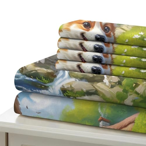 Parure de couette Corgi impression 3D relief en microfibre douce avec fermeture zippée - 6