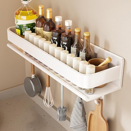 Estante de pared de acero al carbono de 50 cm con 5 Hoo, perfecto para hierbas y ses, organizador de despensa, ahorra espacio en la cocina.
