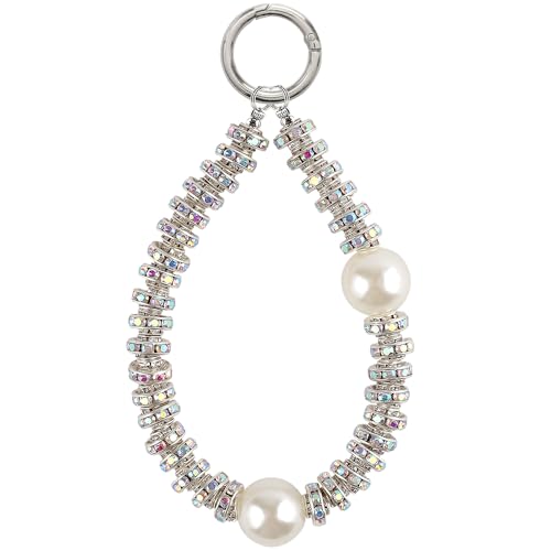 Strasssteine Schlüsselanhänger Damen Edelsteine Perlen Taschenanhänger Bag Charm Strass Perle Taschen Anhänger Kristall Pearl Bead Key Chain Anhänger Tasche Rhinestones Pearls Beads Keychain Aesthetic