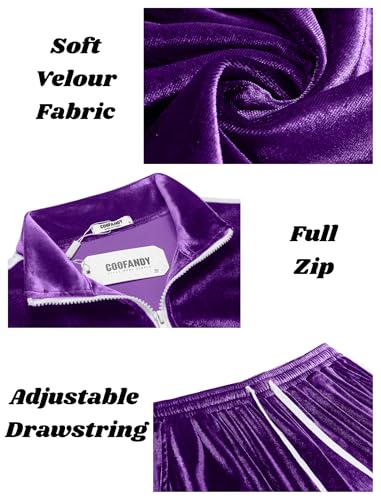 COOFANDY Mens Tracksuit 2 Piece Set Velour Sweatsuit Jogging Suits Full Zip Jacket Pants Outfits - Image 6