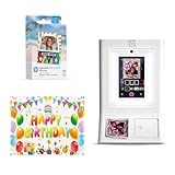HP Sprocket Photomaton (Blanc) + Papier Zink (100 feuilles) + Toile de fond pour photo d'anniversaire