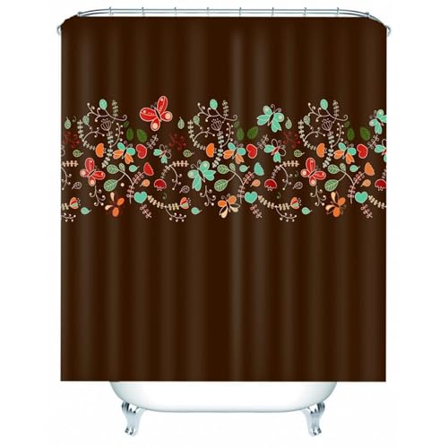 Rideau de douche papillon en tissu imperméable haut de gamme coloré