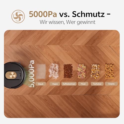 Vexilar W9 Staubsauger Roboter mit Wischfunktion, 5000Pa Saugroboter mit LiDAR Navigation, 3-in-1 Saug und Wischroboter, 150 Min Max, 15 No-Go Zonen, APP Steuerung, Ideal für Tierhaare und Teppich – Bild 4