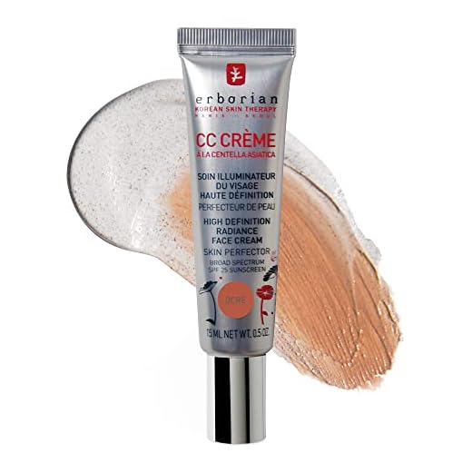 Erborian Color Correcting CC Cream with Centella Asiatica, Tan (Dore) - Light Multi-Purpose Facial Concealer with Illuminating Finish Soothes & Hydrates - SPF Korean Skincare Skin Perfector - 0.5 Oz