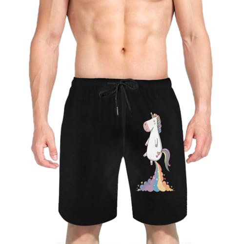 Funny Unicorn My Farts are Magical Mens Swim Trunks Boys Quick Dry Board Shorts with Mesh Lining3