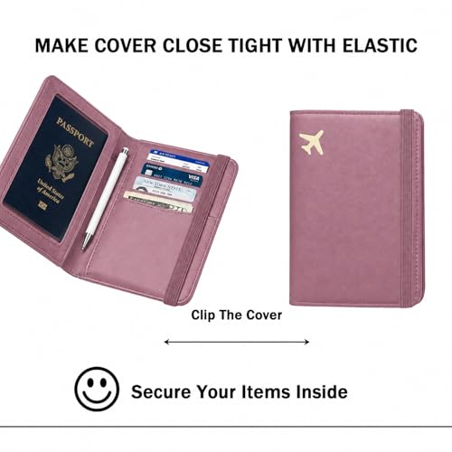 Image of ZOPPEN RFID Blocking Passport Holder for Travel - PU Leather Waterproof Lightweight Passport Cover Wallet for Women Men, Travel Organizer with Card Slots for Airline Tickets & Passport Book, Purple