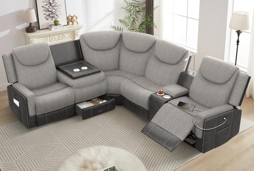 Dresegmt 5-Seater Home Theater Reclining Sectional Sofa