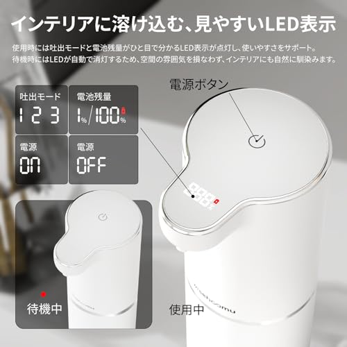 WISEHOOMU ソープディスペンサー LEDディスプレイ TYPE-C充電式 WH-SP-X3 の商品画像 4