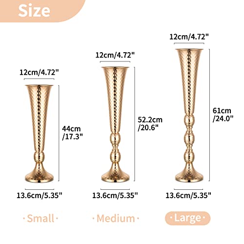 Nuptio 2 Pcs Centerpieces for Wedding Table, 24in Tall Metal Trumpet Vase, Flower Vases for Party Dinner Centerpiece Event, Road Lead for Anniversary Ceremony Birthday Aisle Home Decoration by NUPTIO - Used condition - Image 7