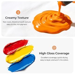 Nicpro 32 Colors Outdoor Acrylic Paint Bulk with Brush and Sponge, Knife, Non-Toxic Paint for Multi-surface Rock, Wood, Fabric, Leather, Crafts, Canvas, Shoes and Wall Painting