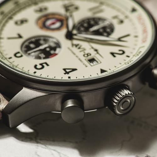 Image of AVI-8 Men's 43.5mm Hawker Hurricane Classic Chronograph Watch with Leather Strap AV-4011