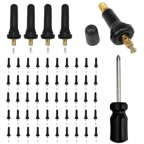 50Pcs TPMS 20008 Tire Valve Stem,with 1Pc Screwdriver,Rubber Snap-in Tire Pressure Sensor Valve stem Replacement ​for Buick Lincoln GMC,Chevrolet,Cadillac,Chrysler,Jeep,Ram,Dodge,Ford,Subaru