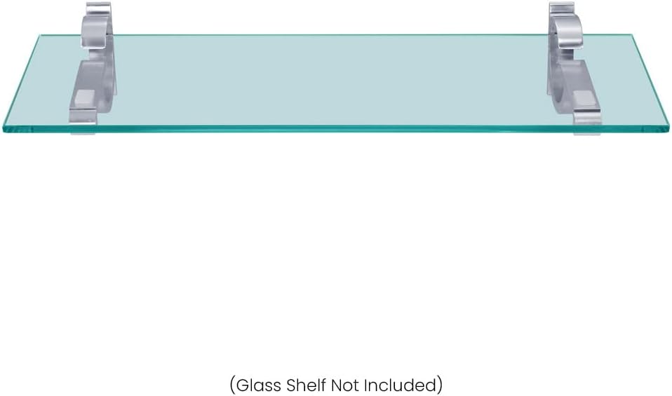Dulles Glass Floating Shelf Brackets, Designer Heavy Duty, Chrome, for Glass, Wood, Acrylic Wall Mounted Shelf Support. 2 Pack.