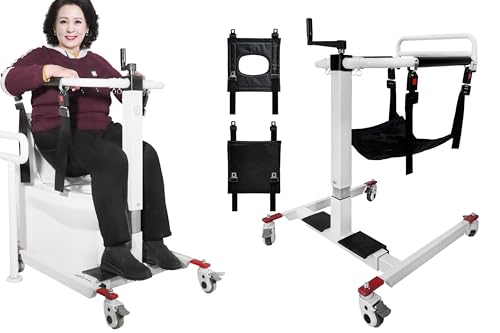 AIBOTY Sollevatore per Pazienti a Domicilio, Regolazione Altezza/Larghezza, Sedia a Rotelle Portatile per Trasferimento dei Pazienti, Sedia di Trasferimento dal Letto alla Toilette per Anziani