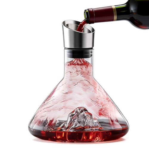 Behogan Decanter per vino: decanter per vino da 1500 ml, in cristallo, caraffa per vino con aeratore e filtri, caraffa per vino antigoccia, decanter con integrato per casa e ospiti