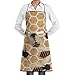 Drempad Grembiule Honey Bees Apron for Kitchen Cooking/BBQ, Adjustable Bib Apron with Pockets