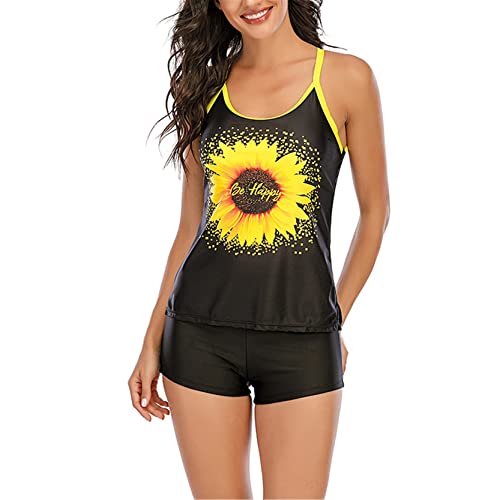 Femme Bikini Maillot de Bain Deux Piece, Maillot de bain 2 pièces pour femme maillot de bain Tankini ensemble avec shorty bas croisé dos maillots de bain grande taille Costume de natation Sexy Bikini Cover