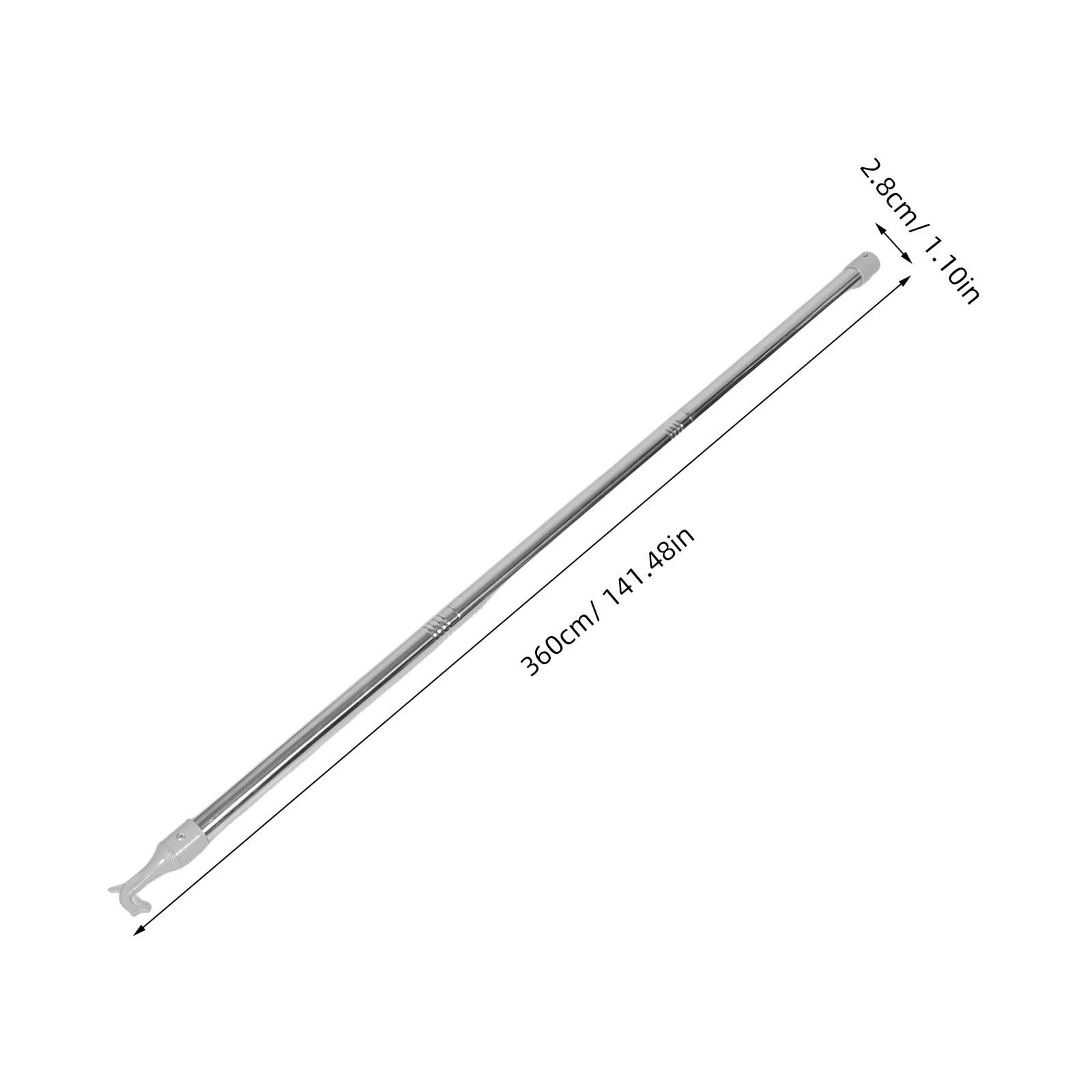 Tige de Poussée en Acier Inoxydable 3,6m pour Stores Plissés et Fenêtres de Toit, Fonction Silencieuse et Coulissante, pour Loft et Maison