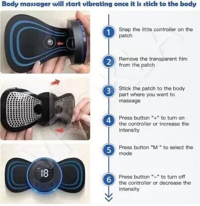 Image of APEX Wireless Mini Massager Body Massager Machine for Pain Relief, Portable Butterfly Massager for Body Pain Relief, Rechargeable Neck and Shoulder Massage Machine for Blood Circulation
