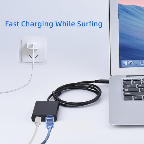 Adaptador USB-C a RJ45 de 1 metro con carga simultánea para MacBook y iPhone 15 Max 3