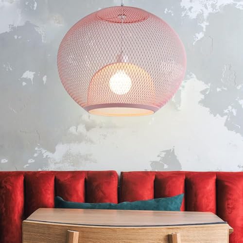 Suspension double couche métal rose pour éclairer une table de restaurant