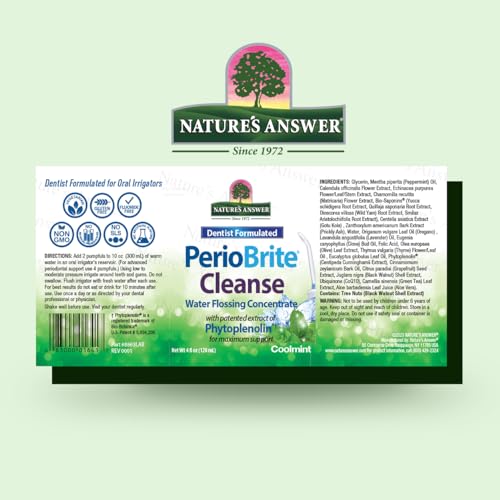 Nature's Answer PerioCleanse Oral Rinse and Oral Cleansing Concentrate | Cool Mint Flavor | Fluoride-Free, Alcohol Free, No Artificial Preservatives, Colors, Dyes, or Sweeteners 4oz