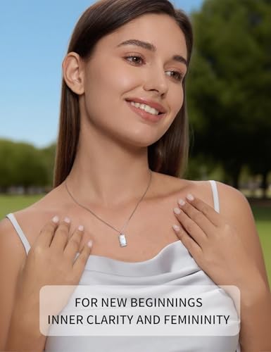 Natural Moonstone Necklace, S925 Sterling Silver Gemstone Jewelry Gift for Women4