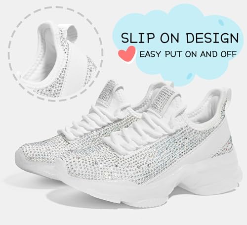 LUCKY STEP Girls Rhinestone Slip On Sneakers,White Rhinestone,Little Kid 3 by LUCKY STEP - Used condition - Image 3