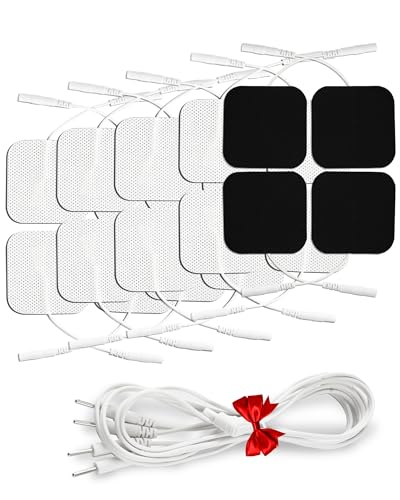 TENS Unit Electrode Pads (20PCS) with Free 1/4 Wire Cable - Universal 2x2 Replacement Pads for TENS EMS Muscle Stimulator - Compatible with TENS 7000/3000 AUVON Belifu AVCOO Neocarbon TENKER