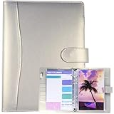 5.5x8.5 Inch Faux Leather Notebook with 30 Pack 60 Pockets Sleeve Refill Pages,6 Ring A5 Binder Album Collection Holder Book, Ultra-Clear Photo Binder Protector, Double-Sided and Top Loading