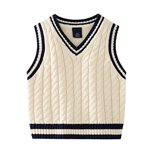 Pull sans manches enfant tricoté pour un look d'automne élégant dans la cour de récré