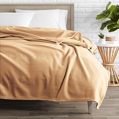 Image of 220 GSM Polar Fleece Single Bed Lightweight Plain Blanket for All Season Travel & Camping, 60x90Inch, Beige