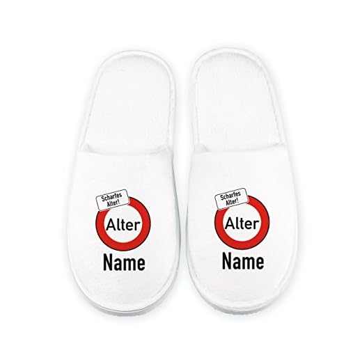 Cera & Toys® Pantoffeln zum Geburtstag - Verkehrszeichen - mit Namen und Alter