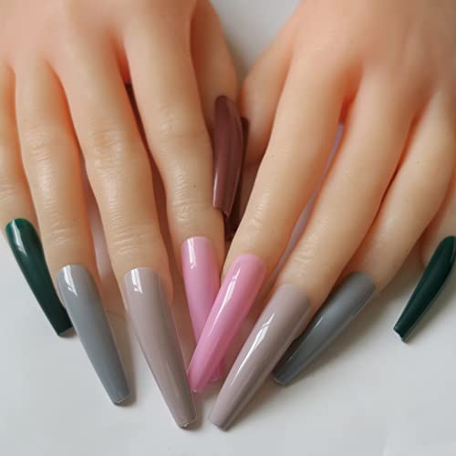 120Pc Xl Coffin Press On Nails Extra Long Colored Ballerina False Nail Tips Full Cover Artificial Fingernails Manicure Design Desigh Women Girls Christmas Gift (Christmas Color) #TOP4