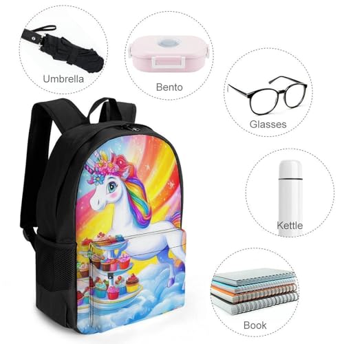 Casual Daypack Multipurpose Anti-Theft Large Capacity Carry On Bag - Cute Cartoon Unicorns Rainbow Art Casual Daypack Climbing Shoulder Bag With Padded Straps4