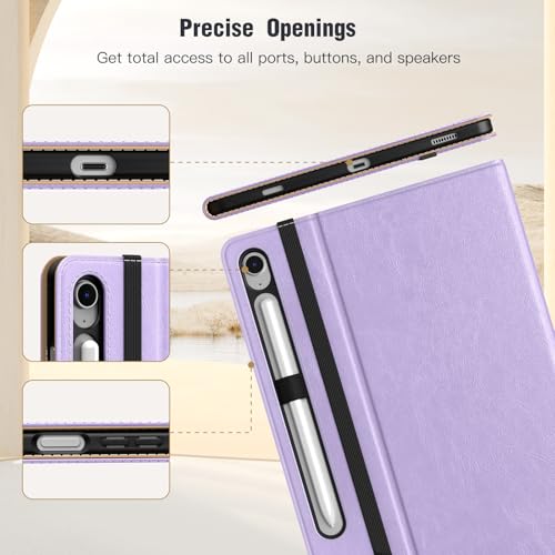 Image of MoKo Case for Samsug Galaxy Tab S10 Lite / S10 FE / S9 FE / S9 10.9 /11 Inch | Built-in S Pen Holder Case for Samsung Tablet (2025 /2023), PU Leather, Hand Strap & Front Pocket, Light Purple