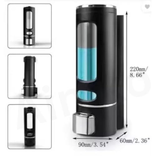 Image of 400 ML Wall Mounted Soap Dispenser | ABS Material with Transparent Liquid Indicator, Ideal Hand Wash Dispenser Bottles | Ideal for Wash Basin or Kitchen Sink | Home | Office (Black)